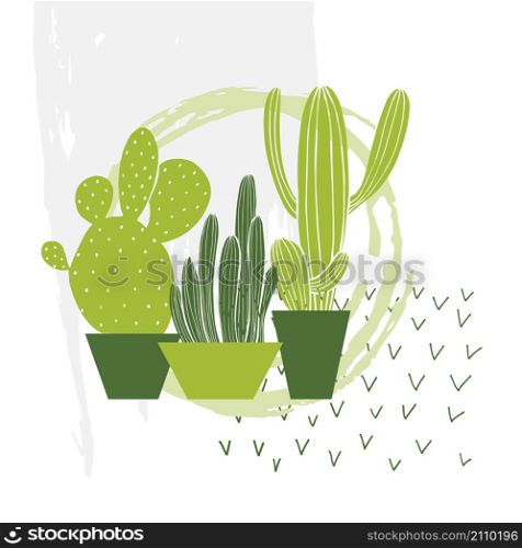 Hand drawn cacti. Vector sketch illustration.
