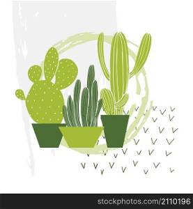 Hand drawn cacti. Vector sketch illustration.
