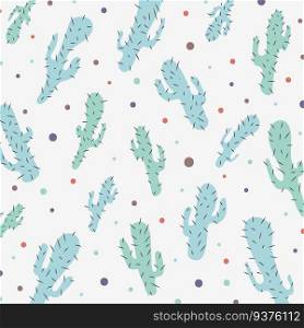 Hand drawn cactus pastels color pattern isolated on white background. Vector illustration
