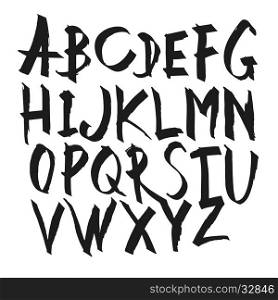 Hand Drawn Calligraphy Alphabet. Uppercase letters. Vector alphabet.