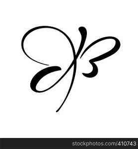 Hand drawn calligraphy logo of butterfly. Beauty cosmetic concept. Ecology vector element. Illustration eco icon design for wedding and Holiday, greeting card, spa.. Hand drawn calligraphy logo of butterfly. Beauty cosmetic concept. Ecology vector element. Illustration eco icon design for wedding and Holiday, greeting card, spa