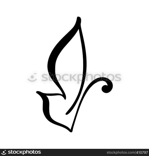 Hand drawn calligraphy logo of butterfly. Beauty cosmetic concept. Ecology vector element. Illustration eco icon design for greeting card, wedding and Holiday.. Hand drawn calligraphy logo of butterfly. Beauty cosmetic concept. Ecology vector element. Illustration eco icon design for greeting card, wedding and Holiday