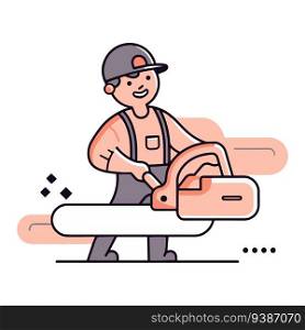 Hand Drawn carpenter character in flat style isolated on background