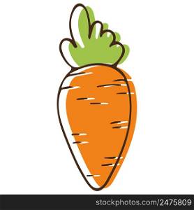 Hand drawn carrot in sketch cartoon style for posters, recipe, culinary design, easter design, greeting cards, print. Isolated on white. Colored Doodle icon vector illustration. Hand drawn carrot in sketch cartoon style for posters, recipe, culinary design, easter design, greeting cards, print. Isolated on white. Colored Doodle icon vector illustration.