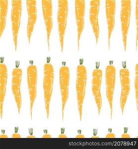 Hand drawn carrot on white background. Vector seamless pattern.. Hand drawn carrot . Vector seamless pattern.