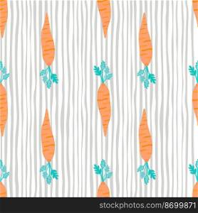 Hand drawn carrot seamless pattern. Doodle carrots wallpaper. Vegetarian healthy food backdrop. Design for fabric, textile print, wrapping paper. Vector illustration. Hand drawn carrot seamless pattern. Doodle carrots wallpaper.