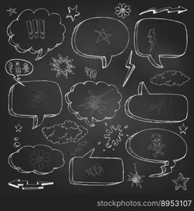 Hand drawn cartoon speech bubble on black board vector image