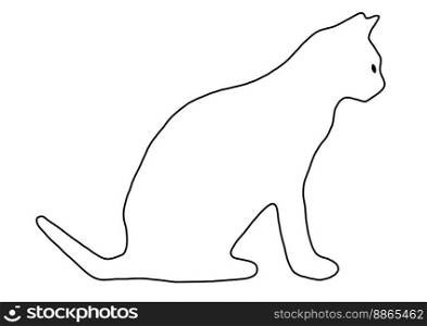 hand drawn cat silhouette in black over white. hand drawn cat
