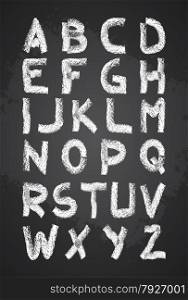 Hand drawn chalk alphabet vector, capital letters, back to school lettering