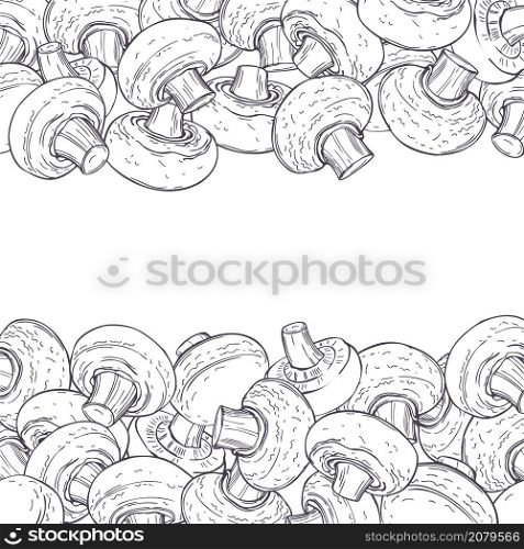 Hand drawn champignons. Vector background