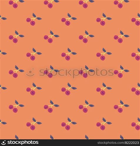 Hand drawn cherry berries and leaves seamless pattern. Hand drawn cherries wallpaper. Fruits backdrop. Design for fabric, textile print, wrapping paper, kitchen textiles, cover. Vector illustration. Hand drawn cherry berries and leaves seamless pattern. Hand drawn cherries wallpaper. Fruits backdrop.