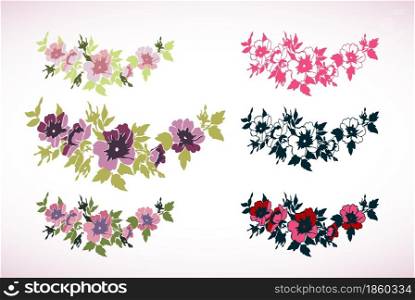 Hand drawn Cherry branches with flowers isolated background. Line art style Sakura vector illustration. Floral trendy outline pattern background. Botanical design for invitation, poster, greeting card