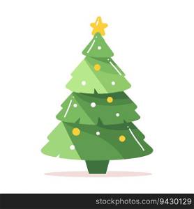 Hand Drawn christmas tree in flat style isolated on background
