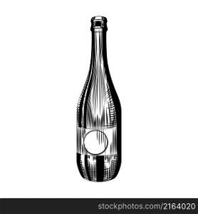 Hand drawn cider bottle isolated on white background. Craft beer bottle template. Vintage engraved style. Vector illustration. Hand drawn cider bottle isolated on white background. Craft beer bottle template.