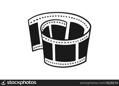 Hand drawn cinema tape. Film stripe in doodle style. Vector illustration isolated on white background. Black and while.. Hand drawn cinema tape. Film stripe in doodle style. Vector illustration isolated on white background. Black and while
