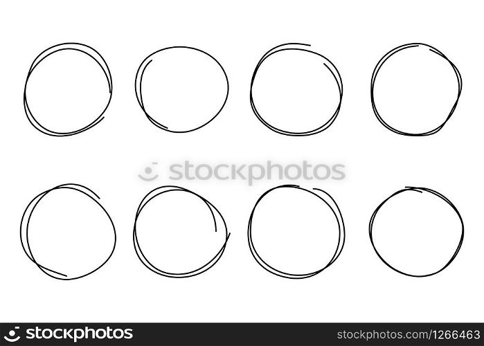 Hand drawn circle frame set. Vector eps10