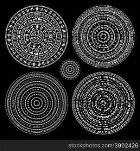Hand drawn Circular pattern. Mandala set.. Mandala set. Black and white Vector Hand drawn decorative pattern.