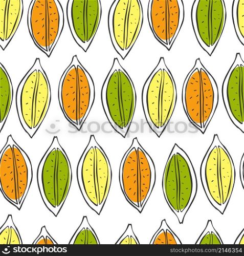 Hand drawn citrus slices on white background. Vector seamless pattern.. Hand drawn fruits. Vector pattern.