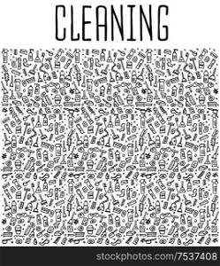 Hand drawn cleaning tools seamless pattern, cleaning tools doodles elements, cleaning seamless background. cleaning sketchy illustration . Hand drawn cleaning tools seamless pattern