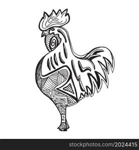 Hand drawn Cock on white background. Vector illustration