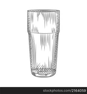 Hand drawn Collin glass glass. Highball isolated on white background. Cocktail glassware sketch . Engraving style. Vector illustration. Hand drawn Collin glass glass. Highball isolated on white background.