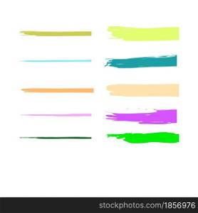 Hand drawn color highlighter brush lines set. Watercolor collection. Brush stroke style. Vector illustration. Stock image. EPS 10.. Hand drawn color highlighter brush lines set. Watercolor collection. Brush stroke style. Vector illustration. Stock image.