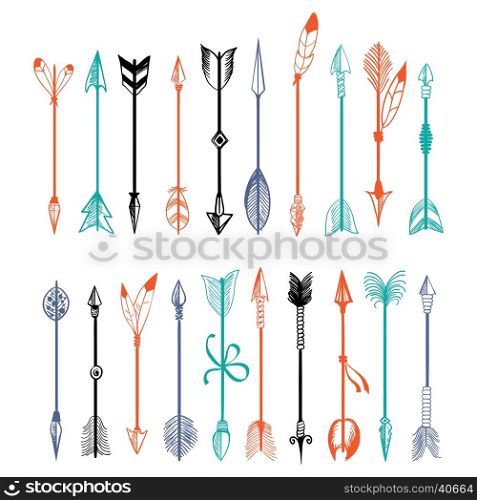 Hand drawn colorful arrows collection isolated on white background. Hand drawn colorful arrows collection isolated on white background vector