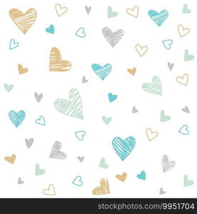 hand drawn colorful hearts background
