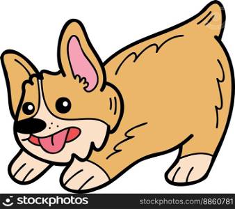 Hand Drawn Corgi Dog playing illustration in doodle style isolated on background