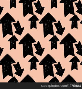 Hand drawn creative black arrow seamless pattern. For book covers, wallpapers, graphic art, wrapping paper and textile design. Vector illustration. Hand drawn creative black arrow seamless pattern. For book covers,