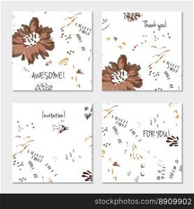 Hand drawn creative universal invitation greeting card template. Abstract scribbles doodles bright colors.Birthday, wedding, party, social media banners templates. Isolated vector card templates.
