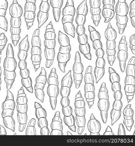 Hand drawn Crosne or Chinese Artichoke(Stachys affinis). Vector seamless pattern.. Crosne or Chinese Artichoke(Stachys affinis).