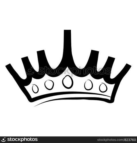 Hand drawn crown logo and icon on white, stock vector illustration