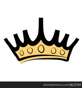 Hand drawn crown logo and icon on white, stock vector illustration