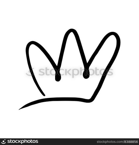 Hand drawn crown vector doodle symbol queen. Luxury sketch art royal icon king and majestic royalty tiara monarch sign. Monarch kingdom line illustration and isolated jewelry drawing black element