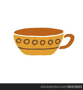 Hand drawn cup mug. Cup in doodle cartoon style. Vector illustration isolated.