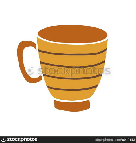 Hand drawn cup mug. Cup in doodle cartoon style. Vector illustration isolated.