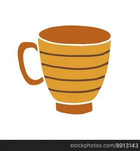 Hand drawn cup mug. Cup in doodle cartoon style. Vector illustration isolated.