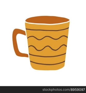 Hand drawn cup mug. Cup in doodle cartoon style. Vector illustration isolated.