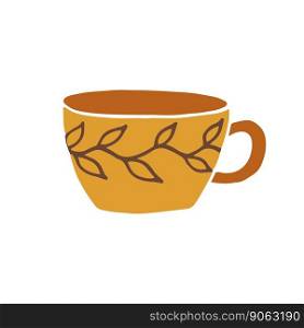 Hand drawn cup mug. Cup in doodle cartoon style. Vector illustration isolated.
