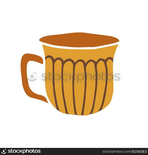 Hand drawn cup mug. Cup in doodle cartoon style. Vector illustration isolated.