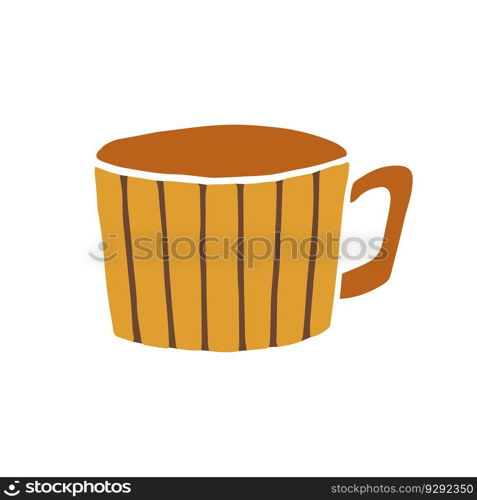 Hand drawn cup mug. Cup in doodle cartoon style. Vector illustration isolated.