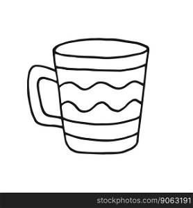 Hand drawn cup mug. Cup in doodle style. Vector illustration isolated on white background.