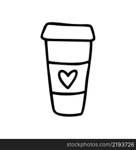 Hand drawn cup of coffee with heart vector love icon for Valentines Day. Element for mobile concept and web design. Locked shaped valentine. Symbol, logo illustration graphic.. Hand drawn cup of coffee with heart vector love icon for Valentines Day. Element for mobile concept and web design. Locked shaped valentine. Symbol, logo illustration graphic