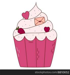 Hand drawn cupcake for Valentine day. Design elements for posters, greeting cards, banners and invitations. Hand drawn cupcake for Valentine day. Design elements for posters, greeting cards, banners and invitations.