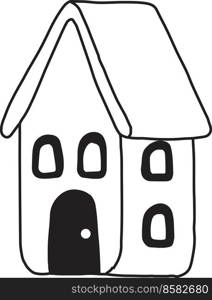 Hand Drawn cute christmas house illustration isolated on background