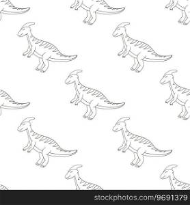 Hand drawn cute dinosaurs seamless pattern. Dinosaurs background. Coloring Print for cloth design, textile, fabric, wallpaper. Coloring cute dinosaurs seamless pattern
