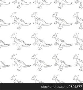 Hand drawn cute dinosaurs seamless pattern. Dinosaurs background. Coloring Print for cloth design. Coloring cute dinosaurs seamless pattern