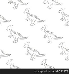 Hand drawn cute dinosaurs seamless pattern. Dinosaurs background. Coloring Print for cloth design, textile. Coloring cute dinosaurs seamless pattern