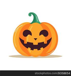 Hand Drawn cute halloween pumpkin in flat style isolated on background